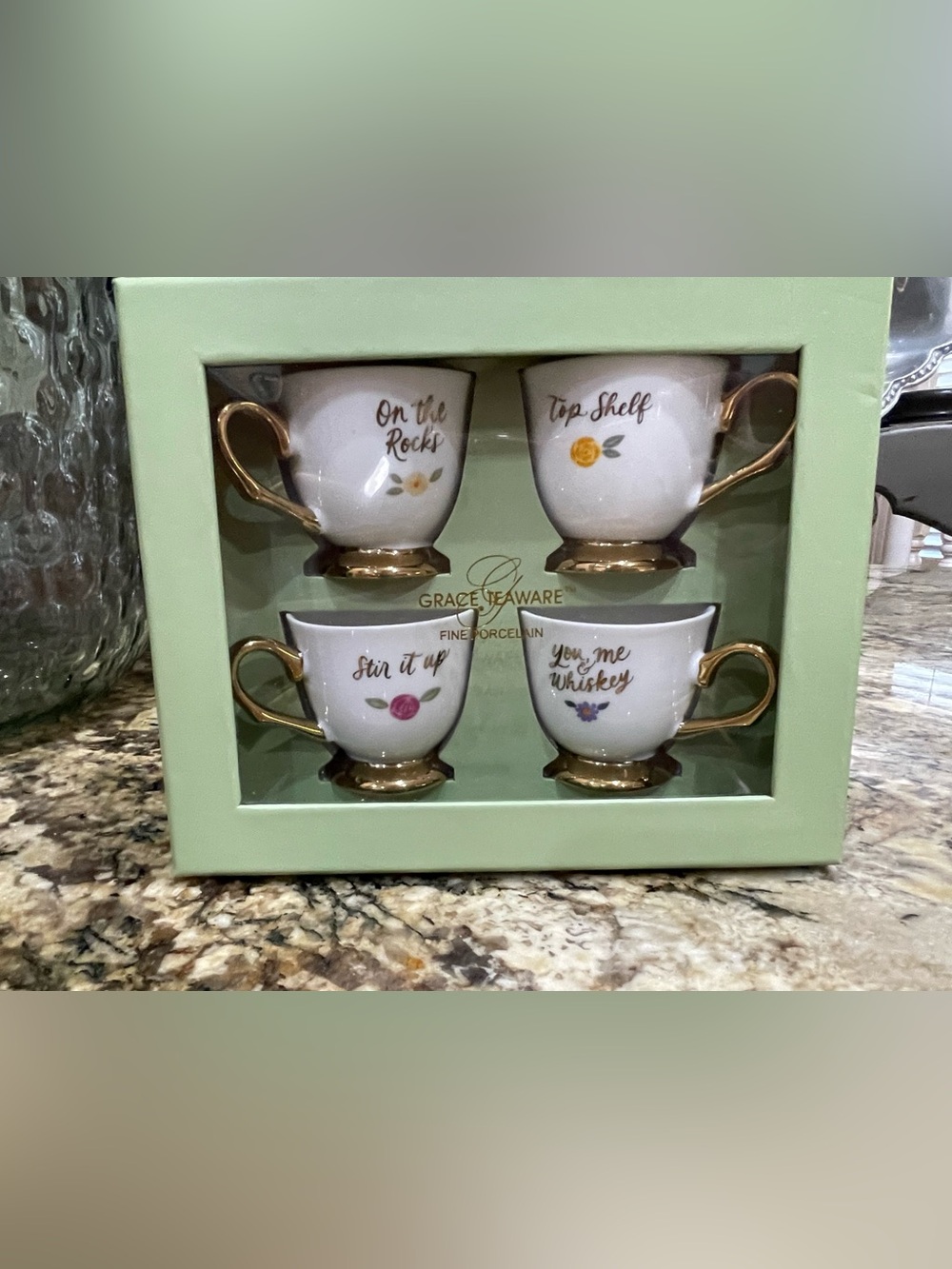 Grace Teaware porcelain espresso/demi cup set /  - cocktails themed - Brand NEW!